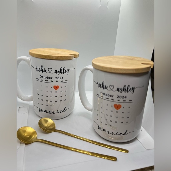 Hand Crafted Other - Personalized Wedding Mug, Newlywed Couple Gift, Custom Mug Set